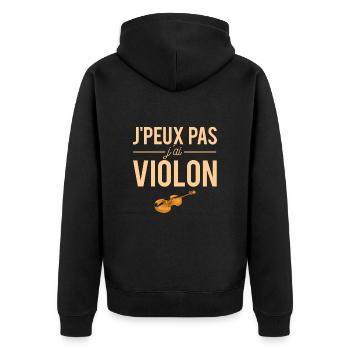J'Peux Pas J'Ai Violon Blague Violoniste Humour - Veste à capuche bio Premium Unisexe - noir - Dos - Nico (187cm)
