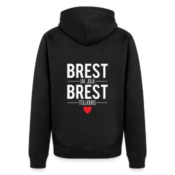 Brest un jour brest toujours cadeau brestois - Veste à capuche bio Premium Unisexe - noir - Dos - Nico (187cm)