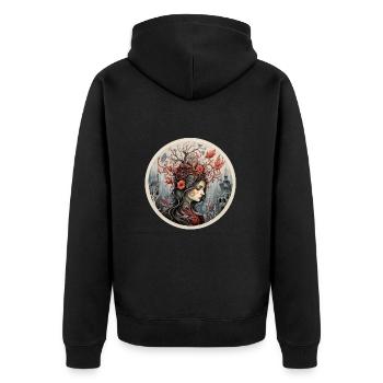 Mutternatur Muttererde Naturgöttin Weiblichkeit 2 - Unisex Premium Bio Zip Hoodie - Schwarz - Hinten - Nico (187cm)