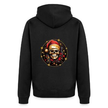 Skull with Santa Claus Hat Santa Claus Skull - Unisex Premium Organic Zip Hoodie - black - Back - Nico (187cm)