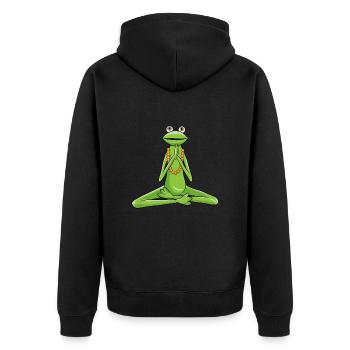 Drôle de Yoga Frog méditant pour se détendre - Veste à capuche bio Premium Unisexe - noir - Dos - Nico (187cm)