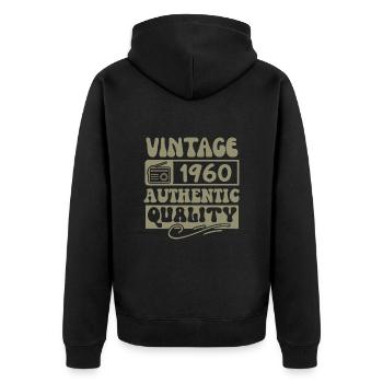 Authentisch 1960 Jahrgang 1960 - Jahrgang 1960er Retro - Unisex Premium Bio Zip Hoodie - Schwarz - Hinten - Nico (187cm)