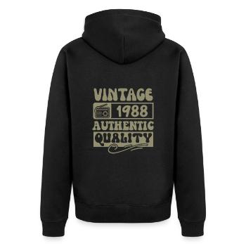Authentisch 1988 Jahrgang 1988 - Jahrgang 1988 Retro - Unisex Premium Bio Zip Hoodie - Schwarz - Hinten - Nico (187cm)