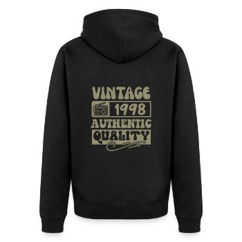 Authentisch 1998 Jahrgang 1998 - Jahrgang 1998 Retro - Unisex Premium Bio Zip Hoodie - Schwarz - Hinten - Nico (187cm)