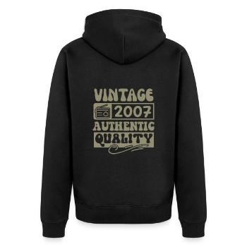 Authentisch 2007 Jahrgang 2007 - Jahrgang 2007 Retro - Unisex Premium Bio Zip Hoodie - Schwarz - Hinten - Nico (187cm)