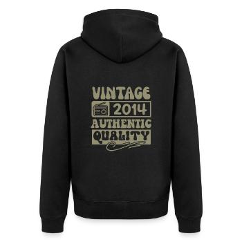 Authentic 2014 Vintage 2014 - Vintage 2014 Retro - Unisex Premium Organic Zip Hoodie - black - Back - Nico (187cm)