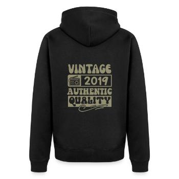 Authentic 2019 Millésime 2019 - Vintage 2019 Rétro - Veste à capuche bio Premium Unisexe - noir - Dos - Nico (187cm)