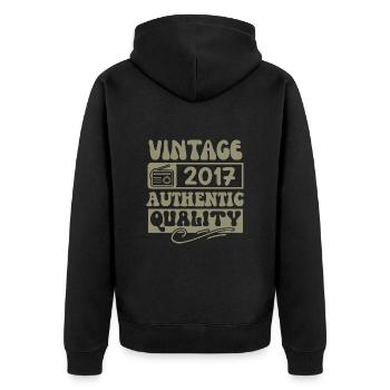 Authentisch 2017 Jahrgang 2017 - Jahrgang 2017 Retro - Unisex Premium Bio Zip Hoodie - Schwarz - Hinten - Nico (187cm)