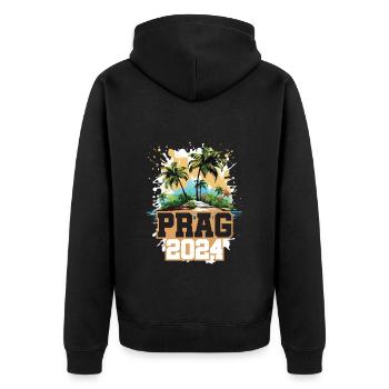 Prag 2024 Reisen Urlaub - Unisex Premium Bio Zip Hoodie - Schwarz - Hinten - Nico (187cm)