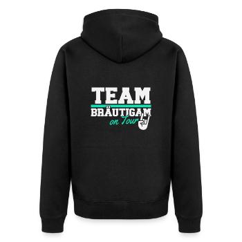 Team Bräutigam Junggesellenabschied - Unisex Premium Bio Zip Hoodie - Schwarz - Hinten - Nico (187cm)