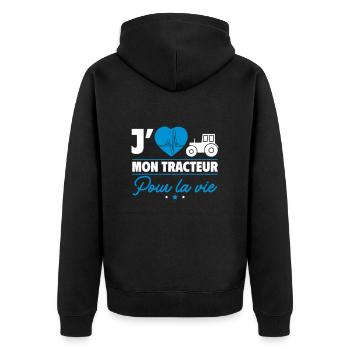 J'aime mon tracteur pour la vie - Veste à capuche bio Premium Unisexe - noir - Dos - Nico (187cm)