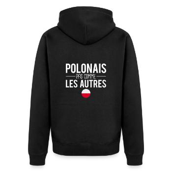 Polonais pas comme les autres pologne humour - Veste à capuche bio Premium Unisexe - noir - Dos - Nico (187cm)