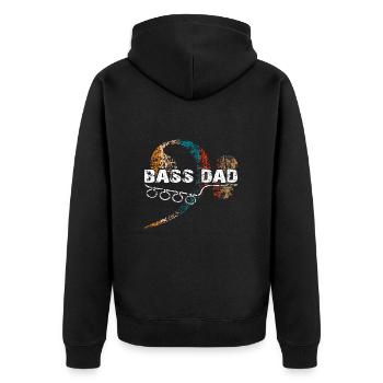 Papa spielt Bass - Unisex Premium Bio Zip Hoodie - Schwarz - Hinten - Nico (187cm)