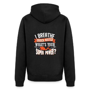 I breath under water - Unisex Premium Organic Zip Hoodie - black - Back - Nico (187cm)