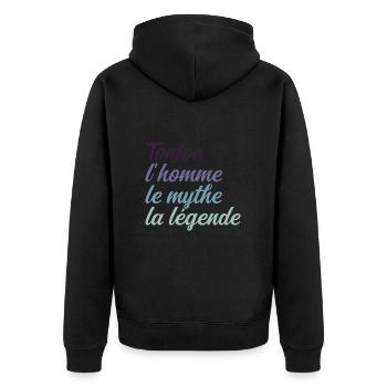 Tonton : L'Homme, Le Mythe et La Légende - Veste à capuche bio Premium Unisexe - noir - Dos - Nico (187cm)