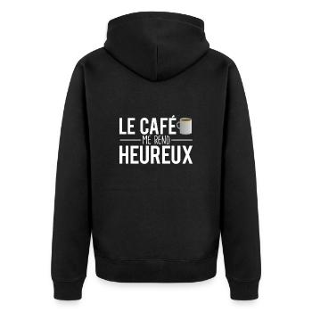 Le café me rend heureux tasse de café humour - Veste à capuche bio Premium Unisexe - noir - Dos - Nico (187cm)