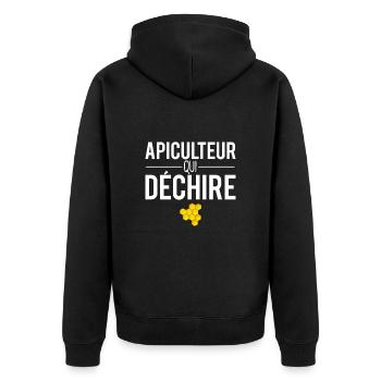 Apiculteur qui déchire abeilles ruches miel - Veste à capuche bio Premium Unisexe - noir - Dos - Nico (187cm)