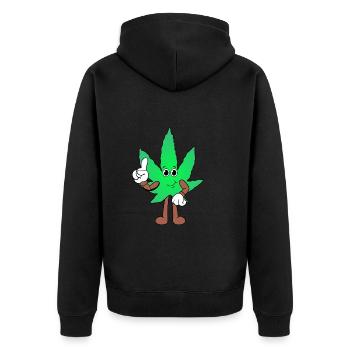 Der Bloom - Weed Cannabis Stoned Hanf Marihuana - Unisex Premium Bio Zip Hoodie - Schwarz - Hinten - Nico (187cm)