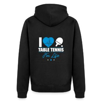 Ich liebe Tischtennis – Für wahre Ping-Pong-Fans! - Unisex Premium Bio Zip Hoodie - Schwarz - Hinten - Nico (187cm)