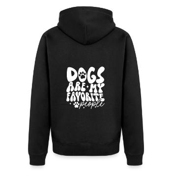 Dog Dog Paw Paw Print Dog Love Funny - Unisex Premium Organic Zip Hoodie - black - Back - Nico (187cm)