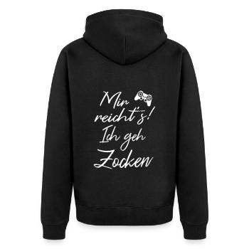 Gamer Zocker zocken Controller Sprüche lustig - Unisex Premium Bio Zip Hoodie - Schwarz - Hinten - Nico (187cm)