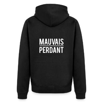 Mauvais perdant j'aime pas perdre humour - Veste à capuche bio Premium Unisexe - noir - Dos - Nico (187cm)