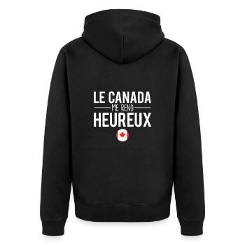 Le Canada me rend heureux canadien humour - Veste à capuche bio Premium Unisexe - noir - Dos - Nico (187cm)