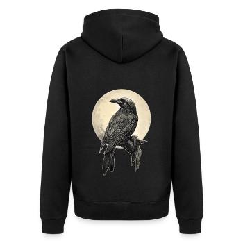 Raven - Unisex Premium Organic Zip Hoodie - black - Back - Nico (187cm)