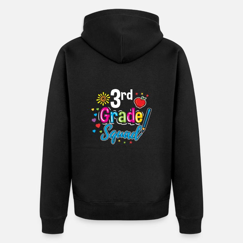 3rd Grade Squad Teacher - Unisex Premium Organic Zip Hoodie - black
