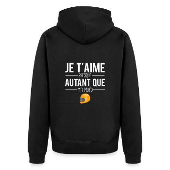 Je t'aime presque autant que la moto motard humour - Veste à capuche bio Premium Unisexe - noir - Dos - Nico (187cm)