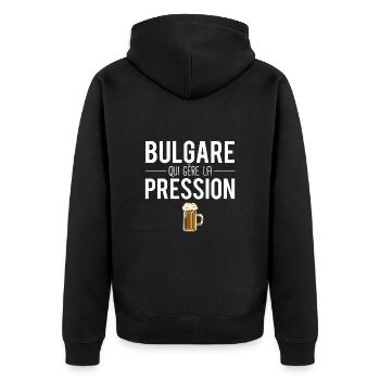 Bulgare qui gère la pression cadeau papa bulgare - Veste à capuche bio Premium Unisexe - noir - Dos - Nico (187cm)