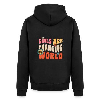Girls are changing the world Women Girls Power - Unisex Premium Organic Zip Hoodie - black - Back - Nico (187cm)