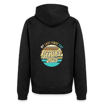 My Last First Day Senior Class of 2023 - Unisex Premium Organic Zip Hoodie - black - Back - Nico (187cm)