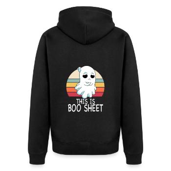 This is Boo Sheet Ghost Retro Halloween Costume - Unisex Premium Organic Zip Hoodie - black - Back - Nico (187cm)