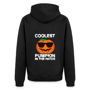 Coolest Pumpkin In The Patch - Unisex Premium Bio Zip Hoodie - Schwarz - Hinten - Nico (187cm)
