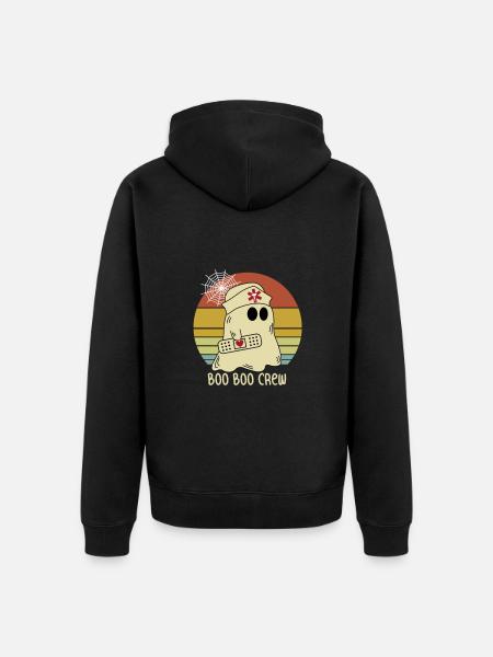 Boo Boo Crew Nurse Ghost Sjovt Halloween kostume - Premium økologisk unisex-hættejakke - sort