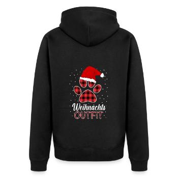 Hund mit Weihnachtsmütze Hundebesitzer Weihnachten - Unisex Premium Bio Zip Hoodie - Schwarz - Hinten - Nico (187cm)