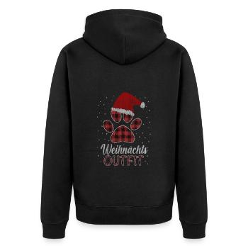 Merry Christmas Weihnachts Outfit mit Hund - Unisex Premium Bio Zip Hoodie - Schwarz - Hinten - Nico (187cm)