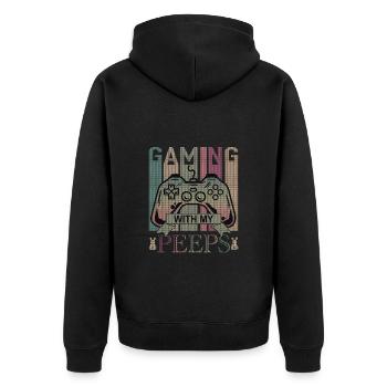 Drôle de jeu avec mes amis, Gaming, Jeu vidéo - Veste à capuche bio Premium Unisexe - noir - Dos - Nico (187cm)