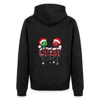 Jingle Balls Tinsel Tits Funny Christmas Nuts Ches - Unisex Premium Bio Zip Hoodie - Schwarz - Hinten - Nico (187cm)