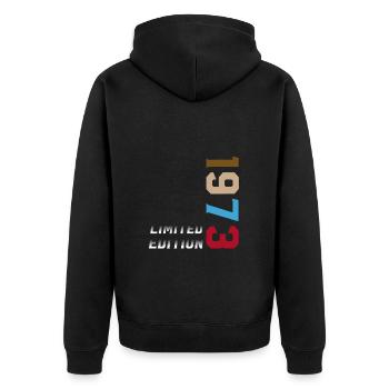 Édition Limitée 1973 - Anniversaire 1973 - Veste à capuche bio Premium Unisexe - noir - Dos - Nico (187cm)