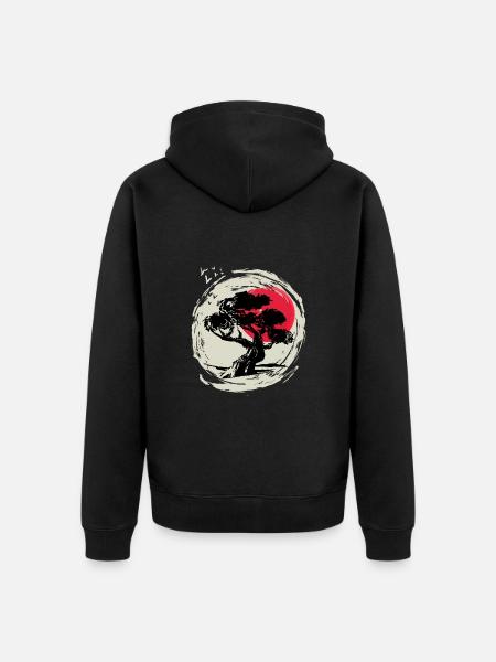 Bonsai Art Japanese Sunset - Unisex Premium Organic Zip Hoodie - black