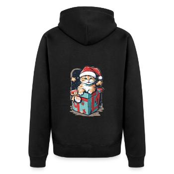 Noël miaou chat | Chaton Noël Cadeau Mignon - Veste à capuche bio Premium Unisexe - noir - Dos - Nico (187cm)