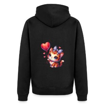 Chat volant avec des ballons chats mignons - Veste à capuche bio Premium Unisexe - noir - Dos - Nico (187cm)