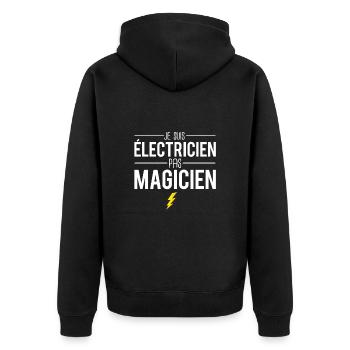 Je suis électricien pas magicien électricité - Veste à capuche bio Premium Unisexe - noir - Dos - Nico (187cm)