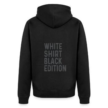 White T-Shirt Black Edition - Unisex Premium Organic Zip Hoodie - black - Back - Nico (187cm)