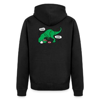 T-REX essayant de manger un T-shirt Donuts - Veste à capuche bio Premium Unisexe - noir - Dos - Nico (187cm)