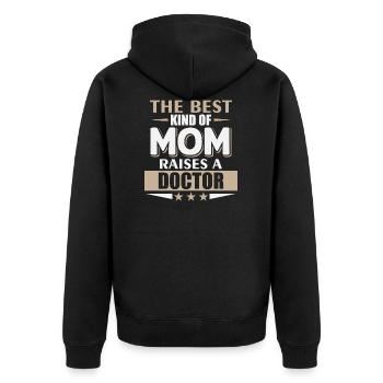 Mom Doctor - mutter Arzt - Unisex Premium Bio Zip Hoodie - Schwarz - Hinten - Nico (187cm)