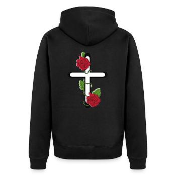 Croix avec Roses - Veste à capuche bio Premium Unisexe - noir - Dos - Nico (187cm)