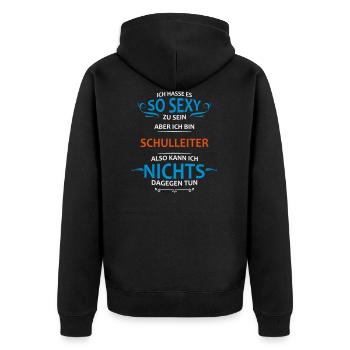 Schulleiter Beruf - Unisex Premium Bio Zip Hoodie - Schwarz - Hinten - Nico (187cm)
